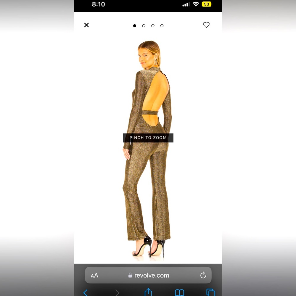 Super down Gold Jumpsuit. Perfect for NYE!